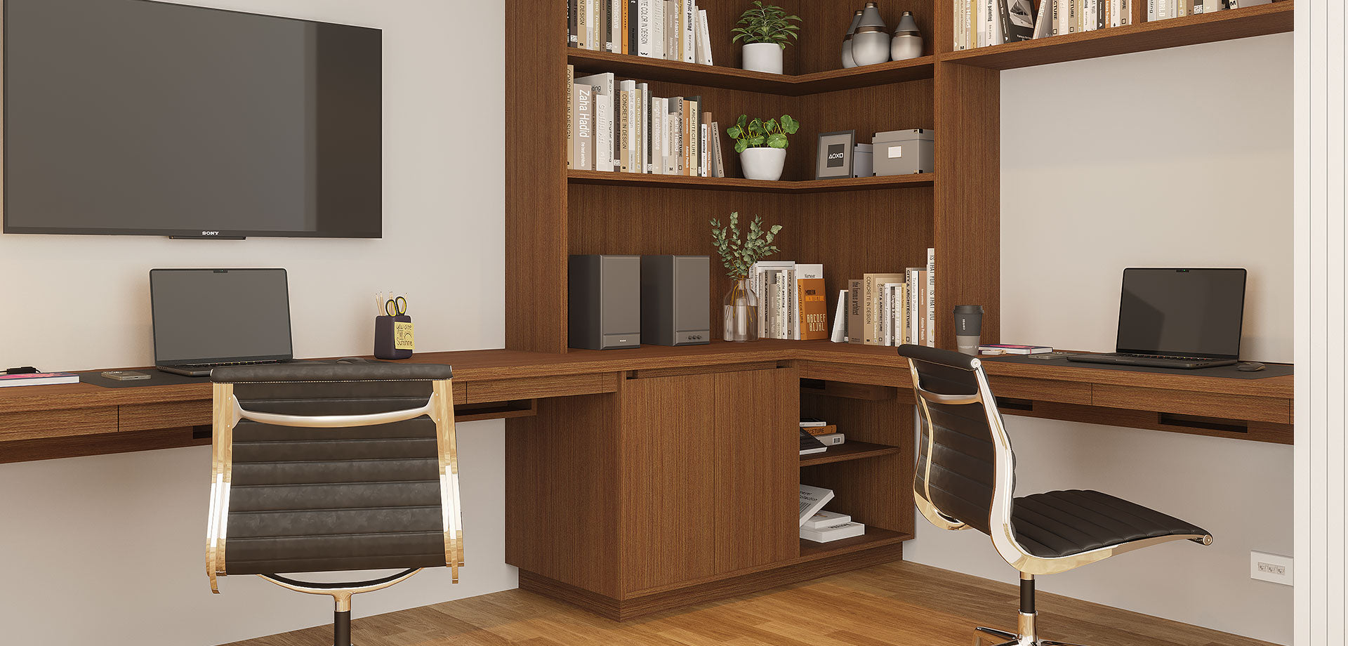 Wall-Mounted Shelving and Desk Combo