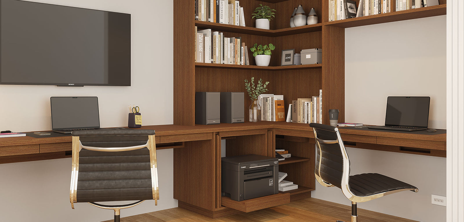 Wall-Mounted Shelving and Desk Combo