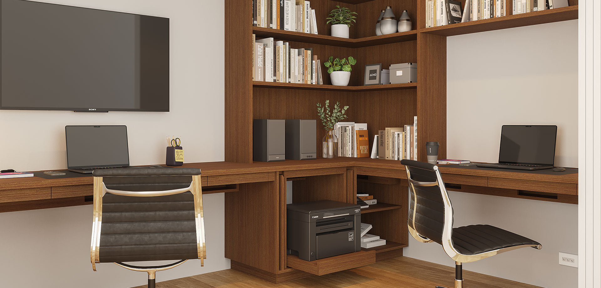 Wall-Mounted Shelving and Desk Combo