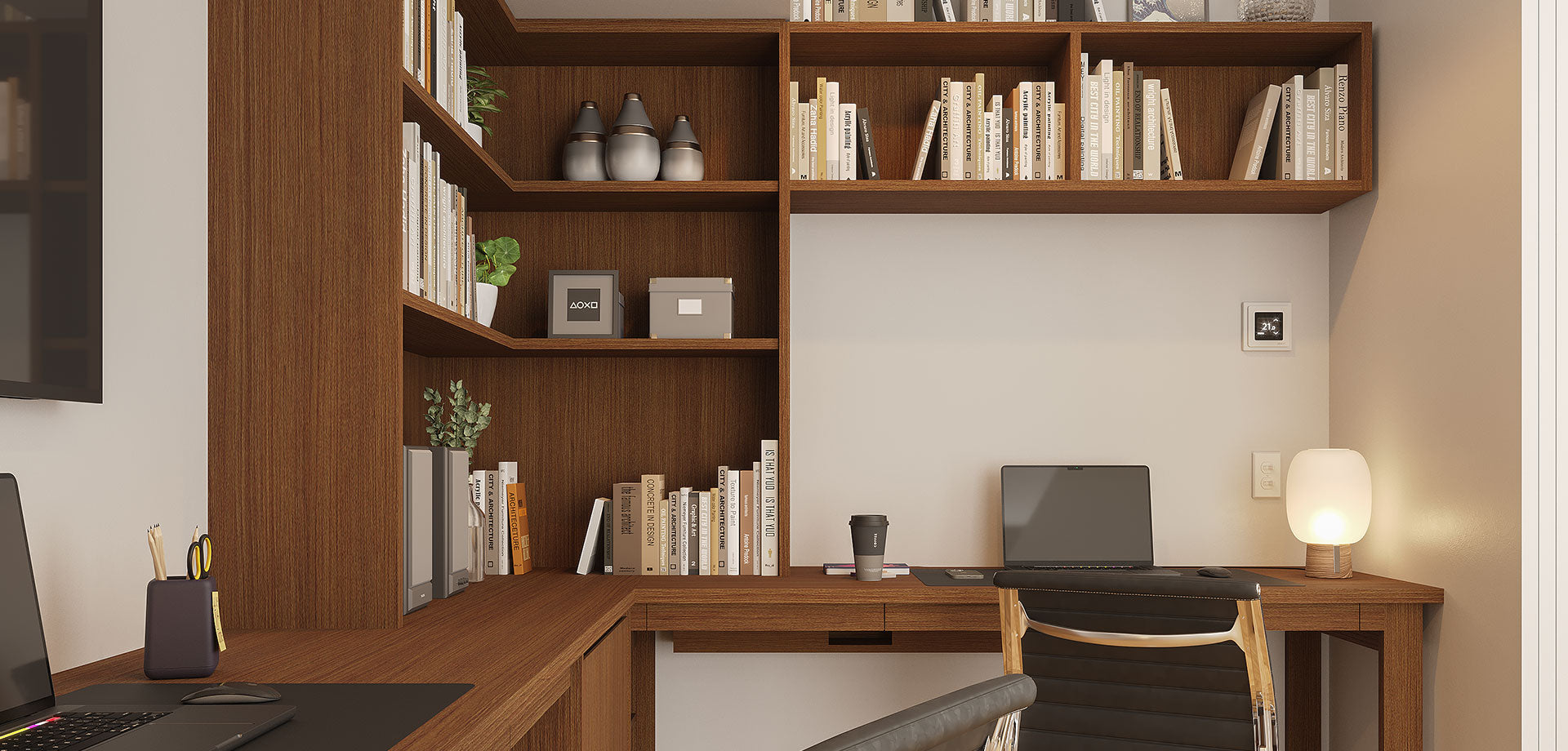 Wall-Mounted Shelving and Desk Combo