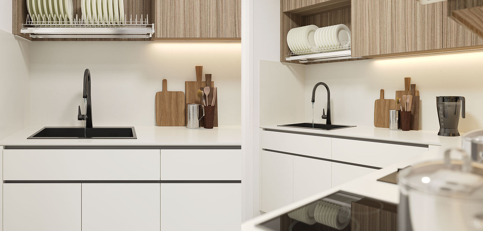 Curved Compact Kitchen with Integrated Storage