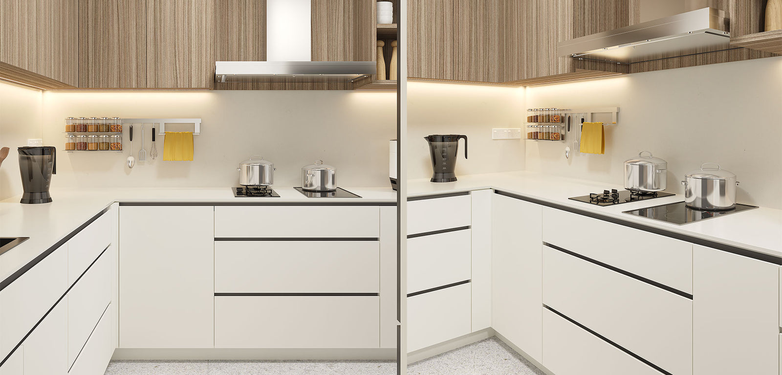 Curved Compact Kitchen with Integrated Storage