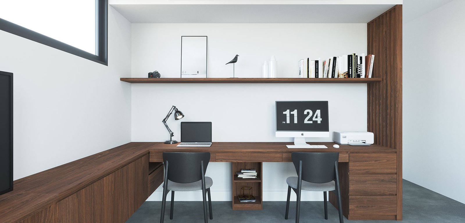 Bespoke Home Office & Media Room Walnut Joinery
