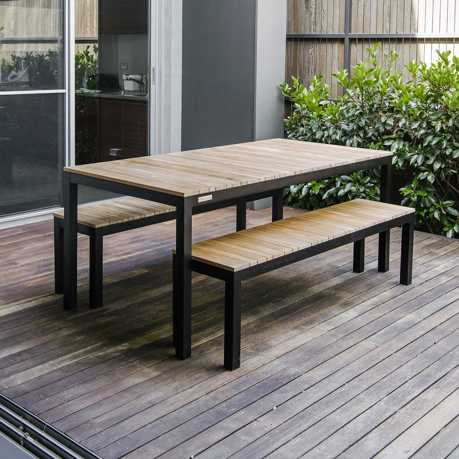 Tandem Alu Backless Bench Black Sand