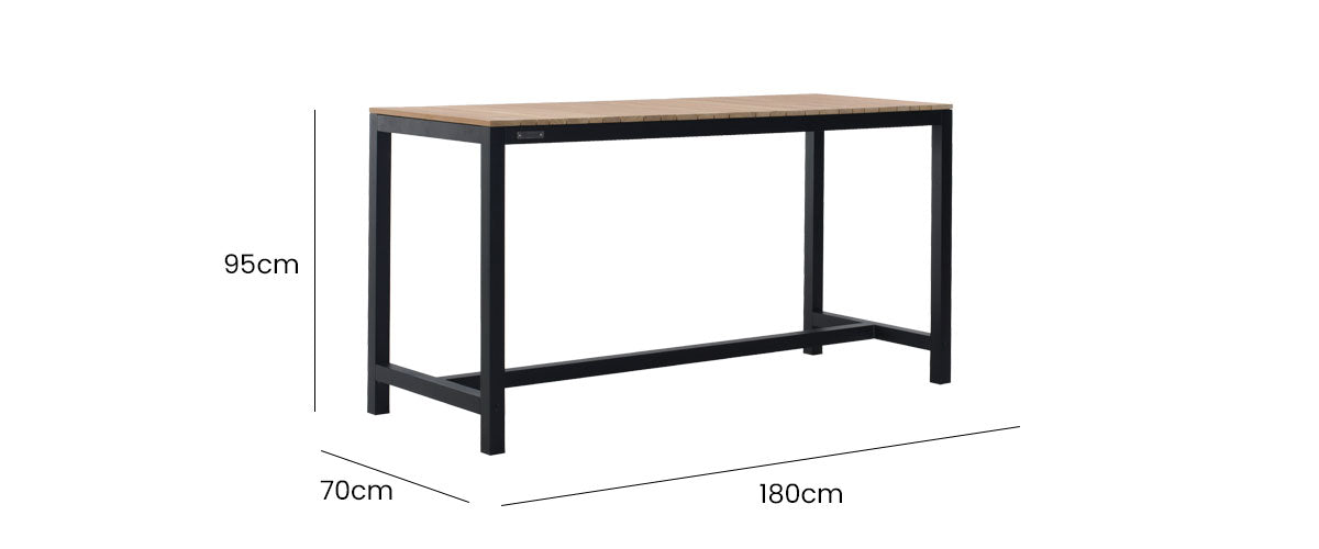 Tandem Alu Bar Table 180x70