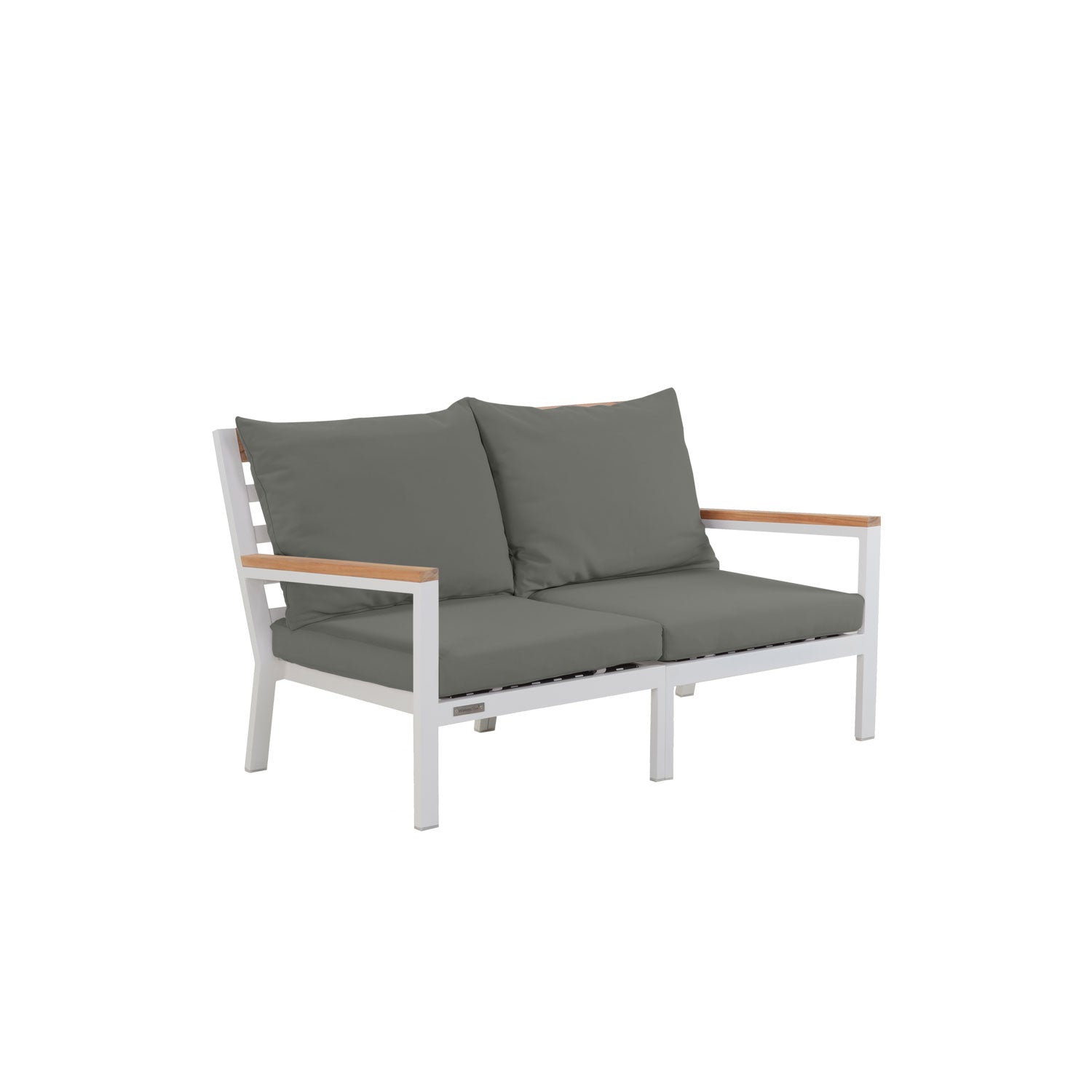 Abacus Alu Sofa White - L144 - 2 Seater / Olefin Charcoal
