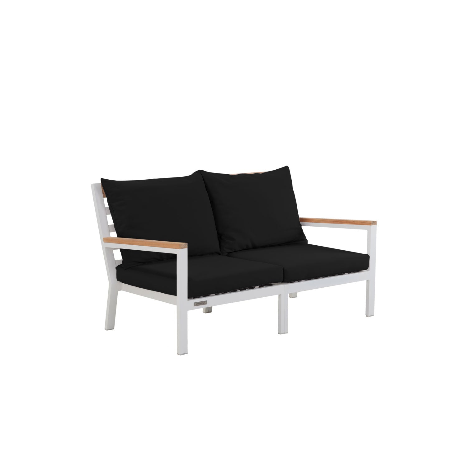 Abacus Alu Sofa White - L144 - 2 Seater / Sunbrella Raven Black