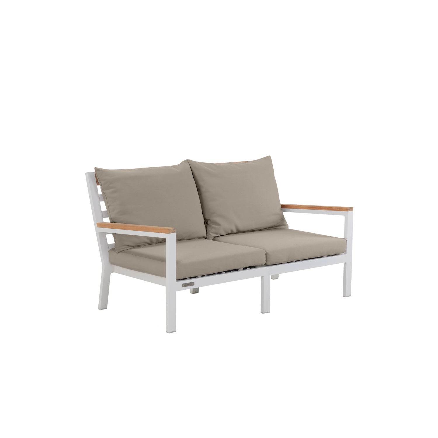 Abacus Alu Sofa White - L144 - 2 Seater / Sunbrella Taupe