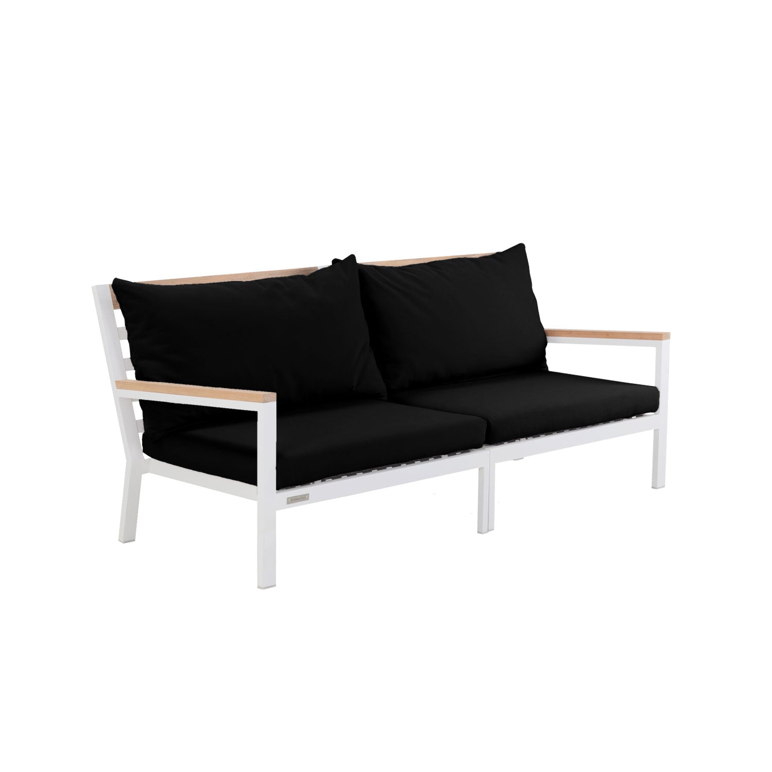 Abacus Alu Sofa White - L194 - 3 Seater / Sunbrella Raven Black