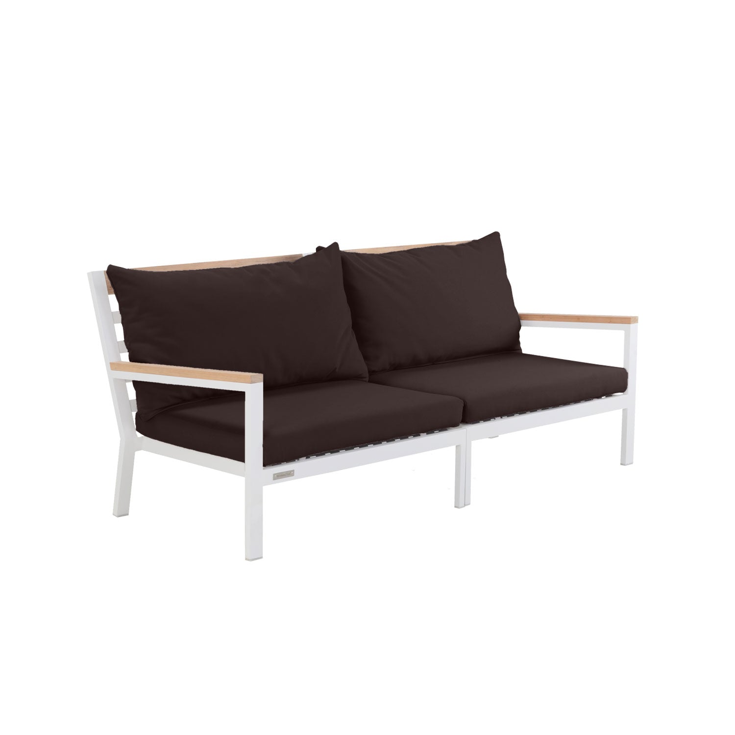 Abacus Alu Sofa White - L194 - 3 Seater / Sunbrella Walnut