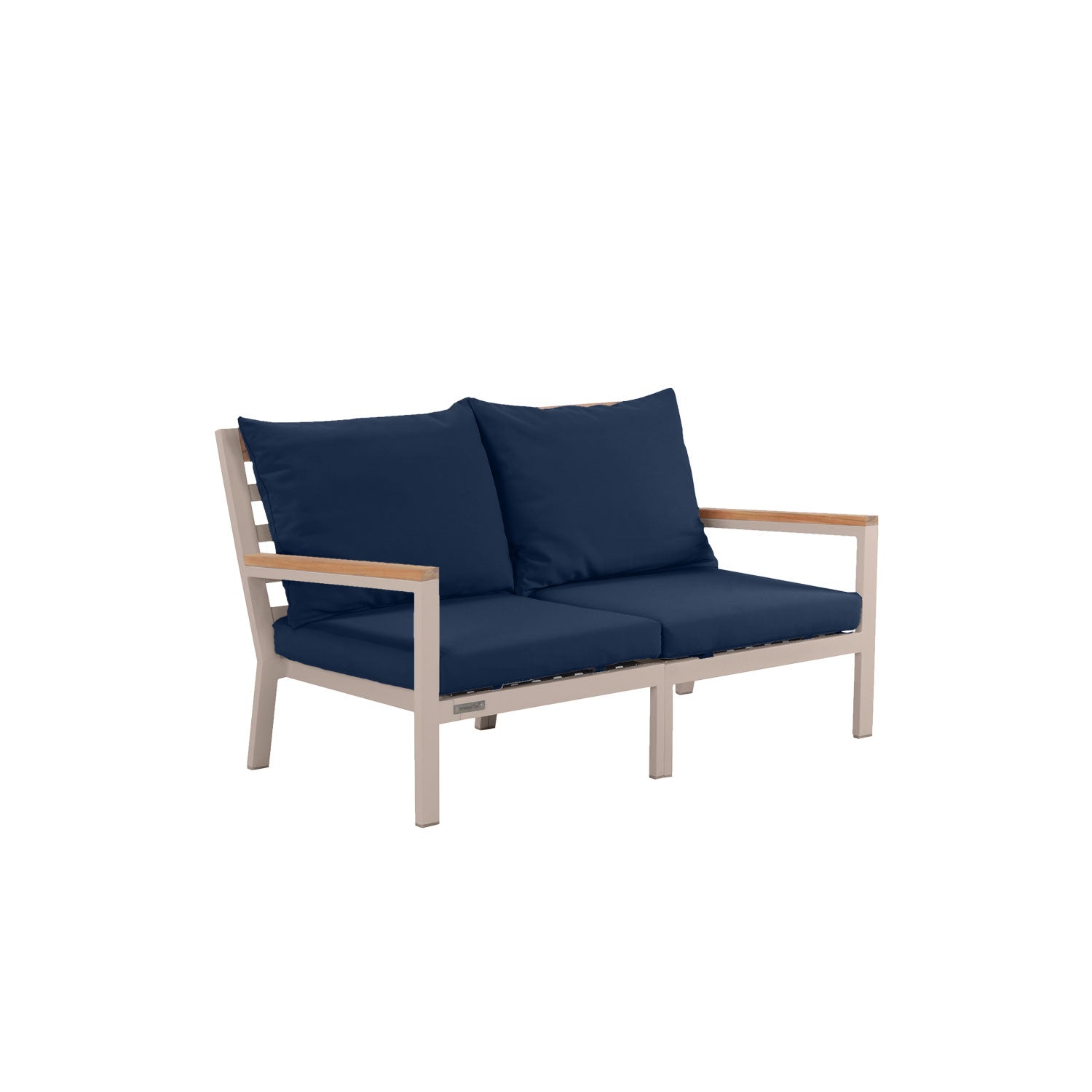 Abacus Alu Outdoor Sofa Taupe - L144 - 2 Seater / Sunbrella Navy