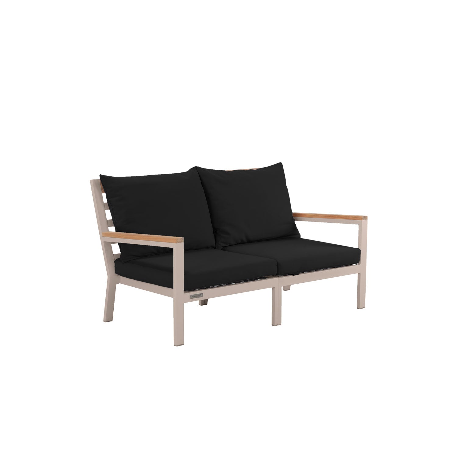 Abacus Alu Outdoor Sofa Taupe - L144 - 2 Seater / Sunbrella Raven Black