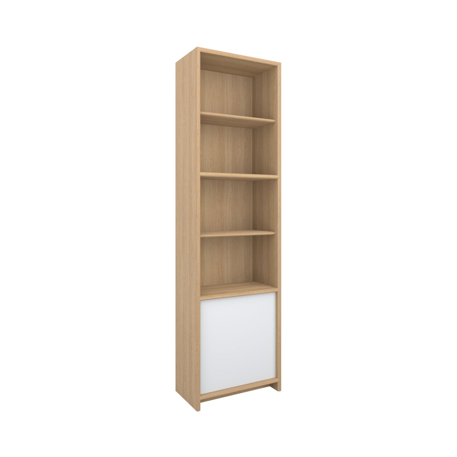 Axel Bookcase with Door Oak - W60cm / Oak/White / Solid Oak