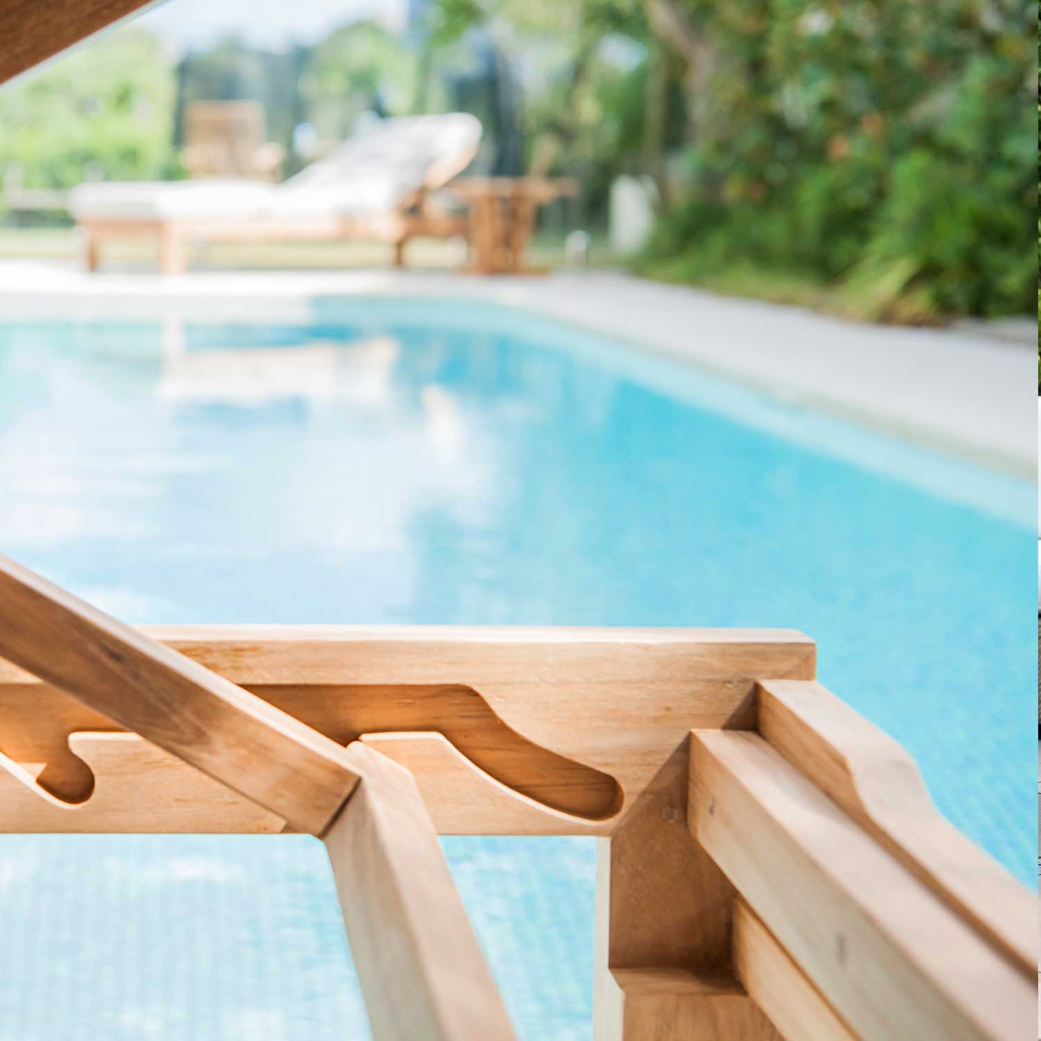 Azure Teak Sunlounger - Sunbrella Granite Grey