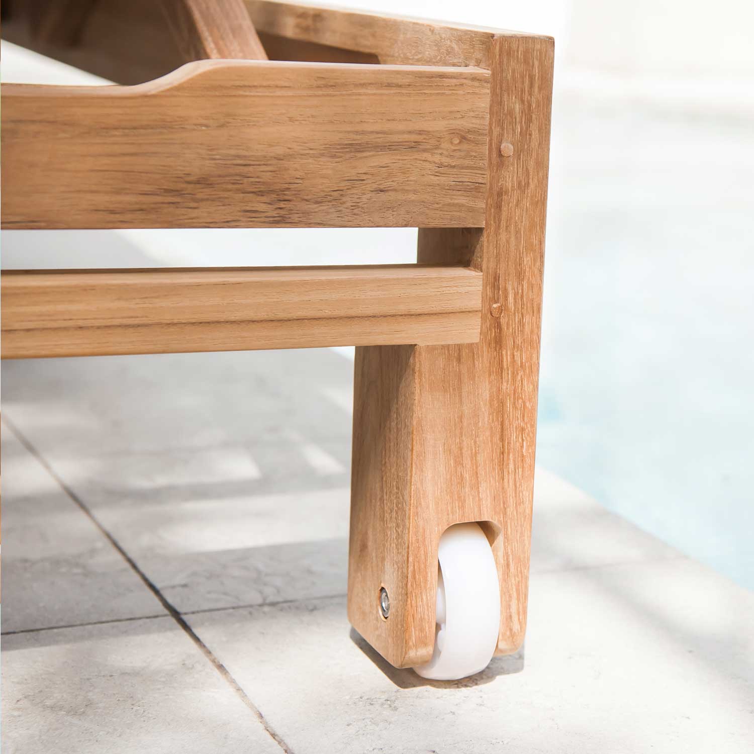 Azure Teak Sunlounger - Sunbrella Granite Grey