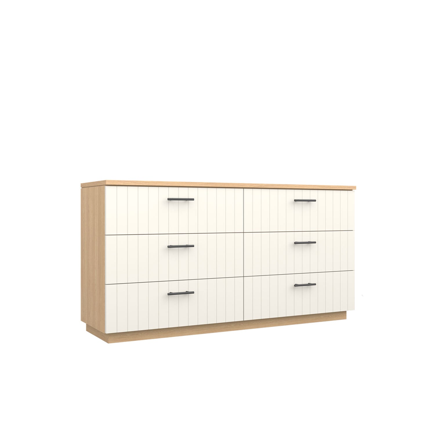 Booker 6 Drawer Dresser 160 - Oak/White / Solid Oak
