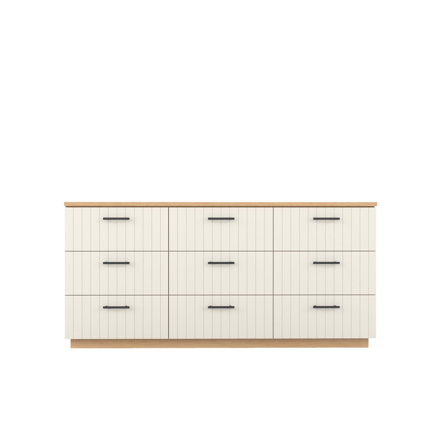 Booker 9 Drawer Dresser 180 - Oak/White / Solid Oak