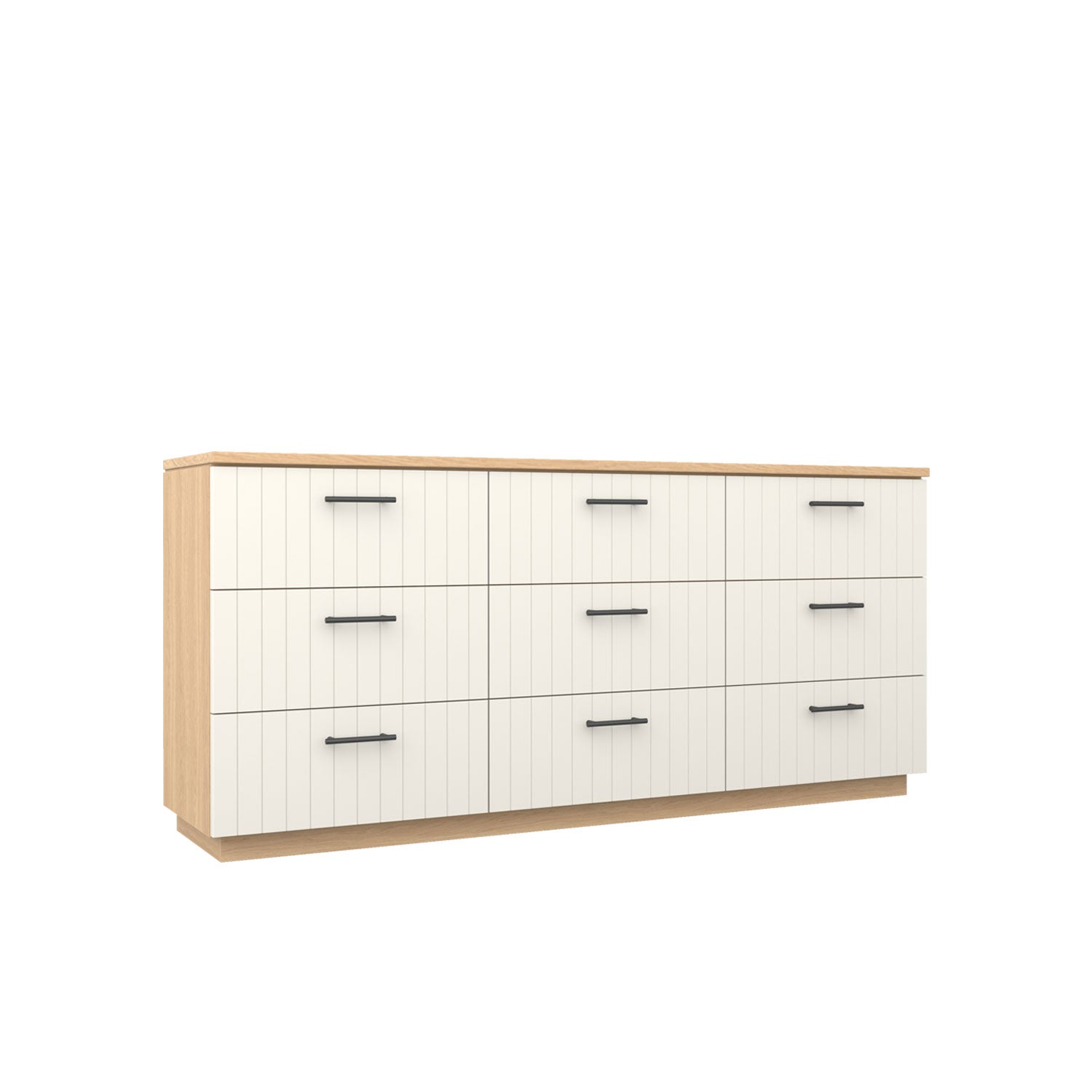 Booker 9 Drawer Dresser 180 - Oak/White / Solid Oak