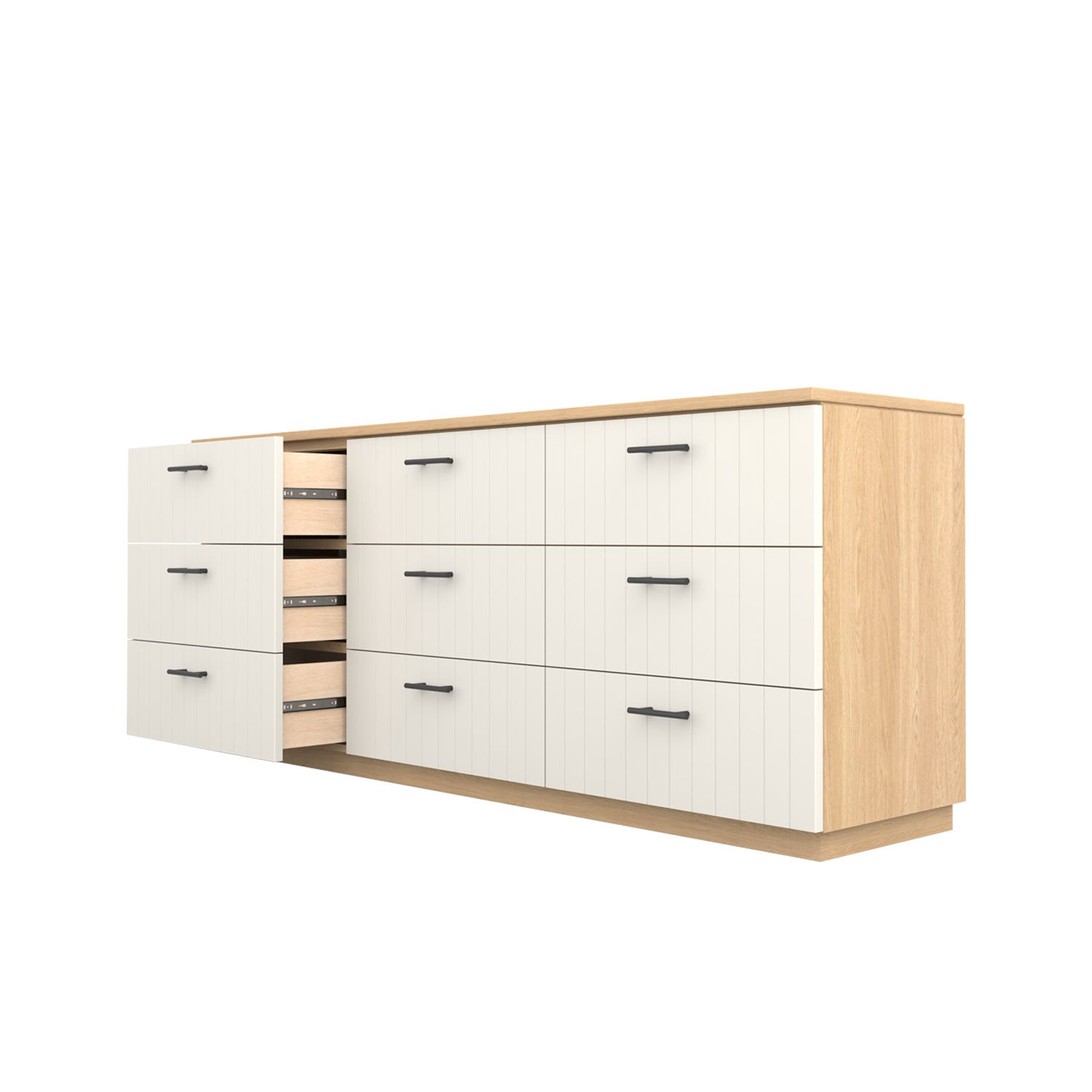 Booker 9 Drawer Dresser 210 - Oak/White / Solid Oak