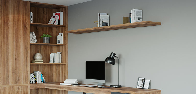 Sleek Study Suite: From Shelving to Guitar Hideaway