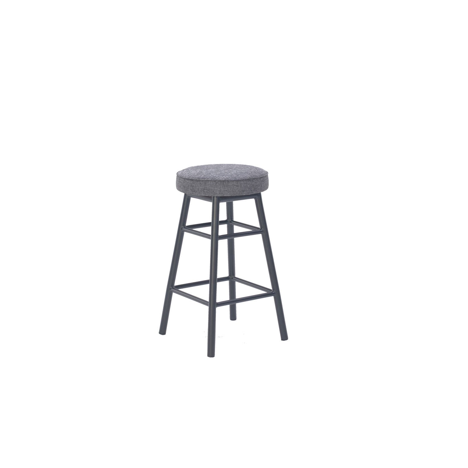 Dan Alu Bar Stool Black - Upholstered Seat - Faux Leather Black