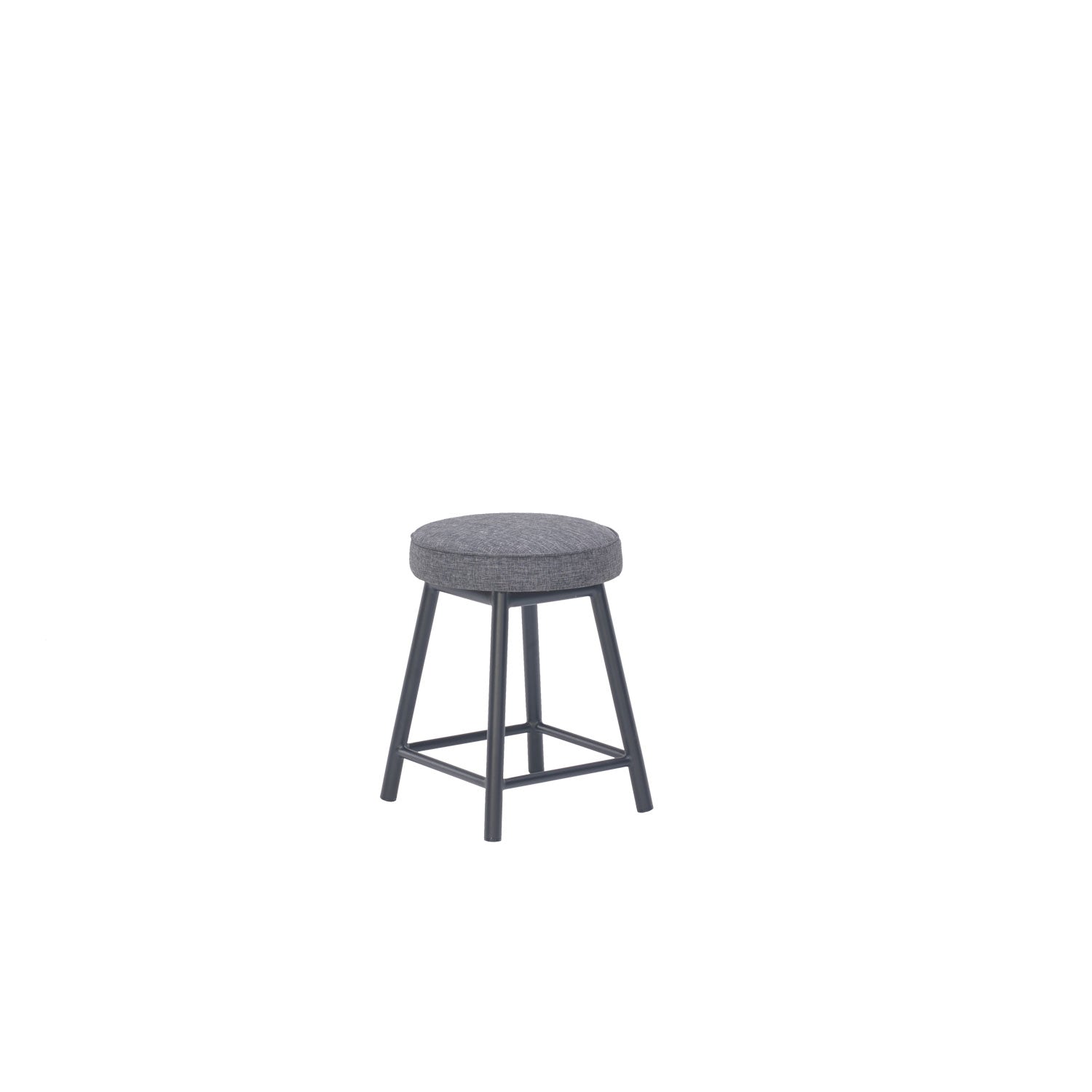 Dan Alu Dining Stool Black - Upholstered Seat - Karl Dark Grey
