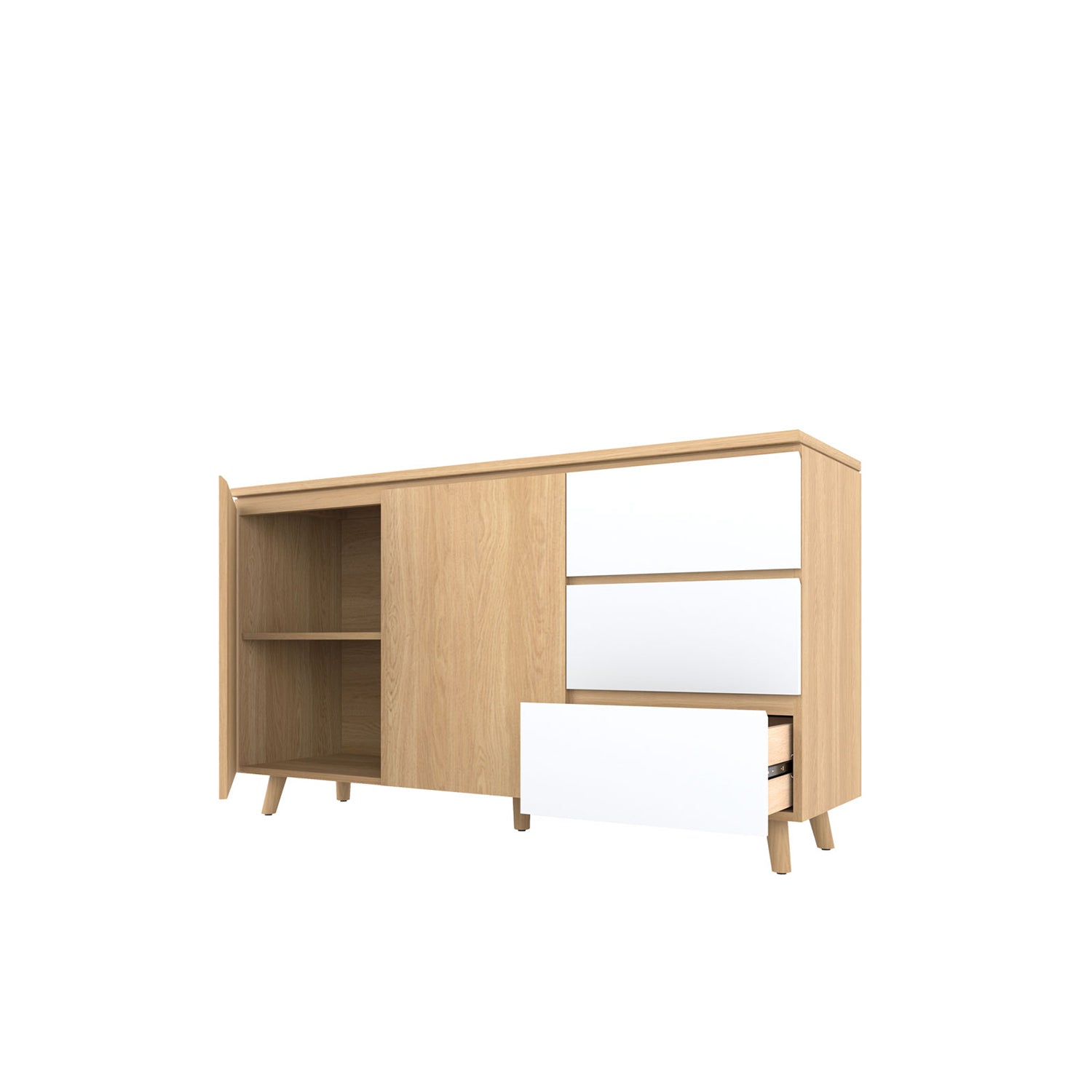 Fritz Buffet 160 Oak - Oak/White / Solid Oak