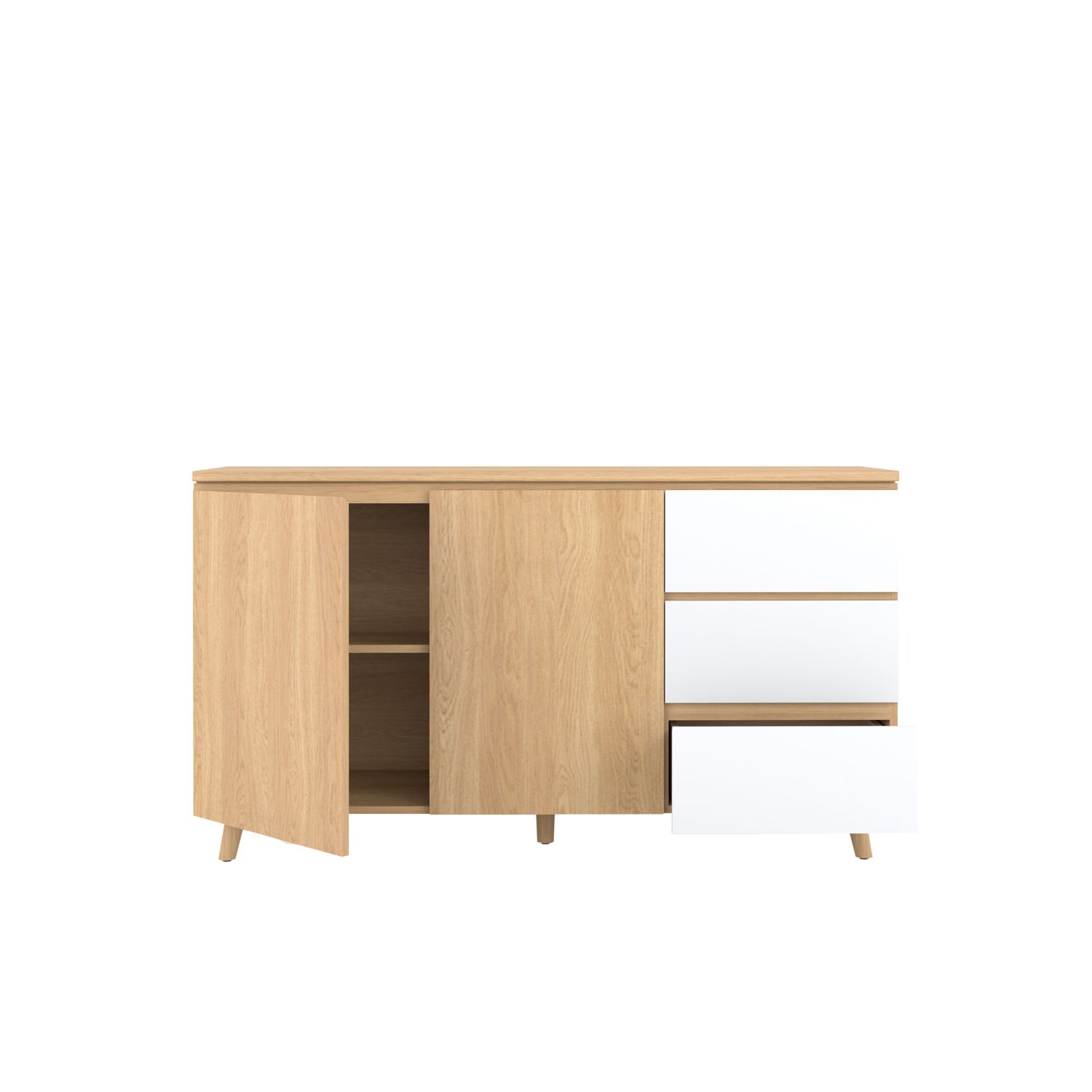 Fritz Buffet 160 Oak - Oak/White / Solid Oak