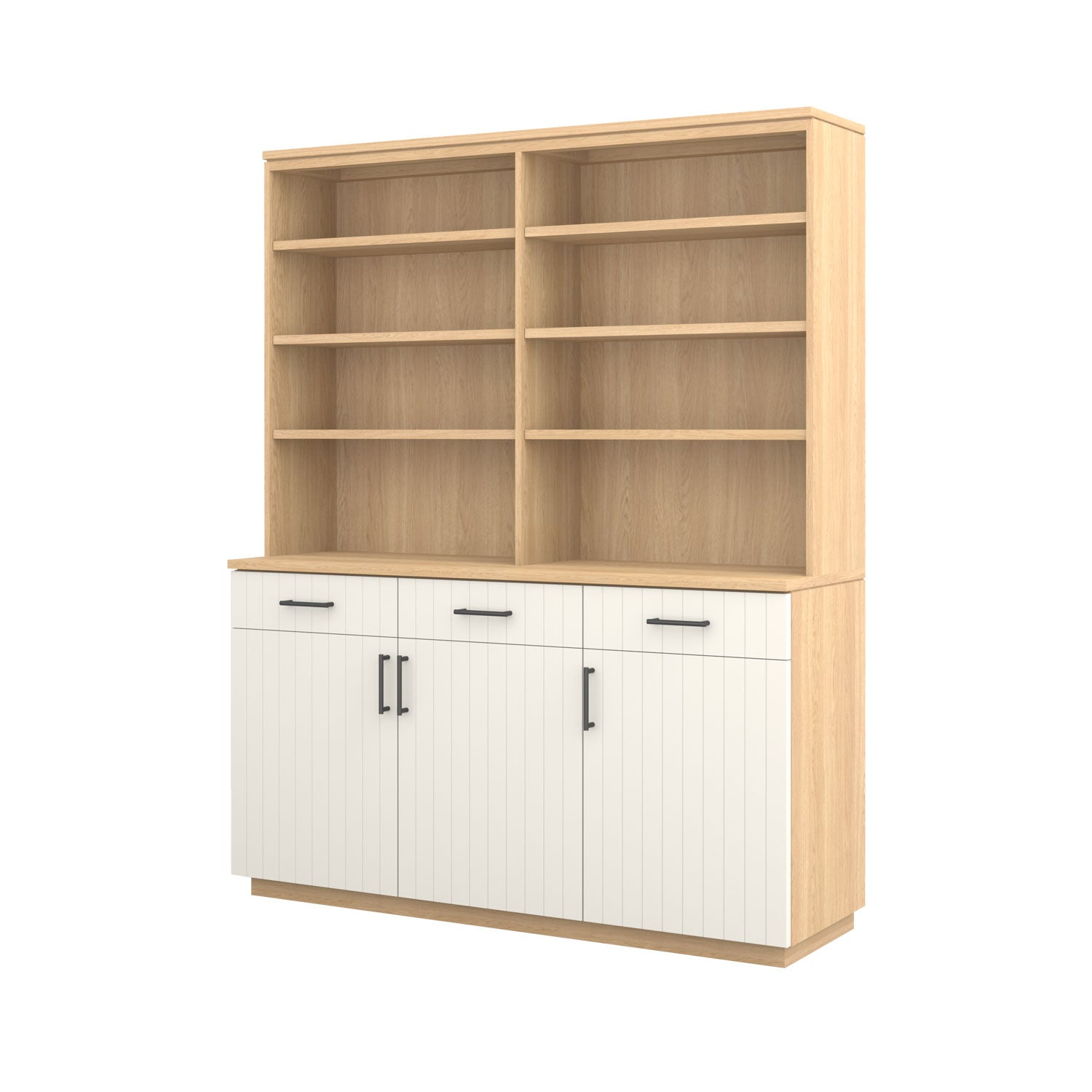 Booker 3 Door Buffet Bookcase 160 - Oak/White / Oak Veneer