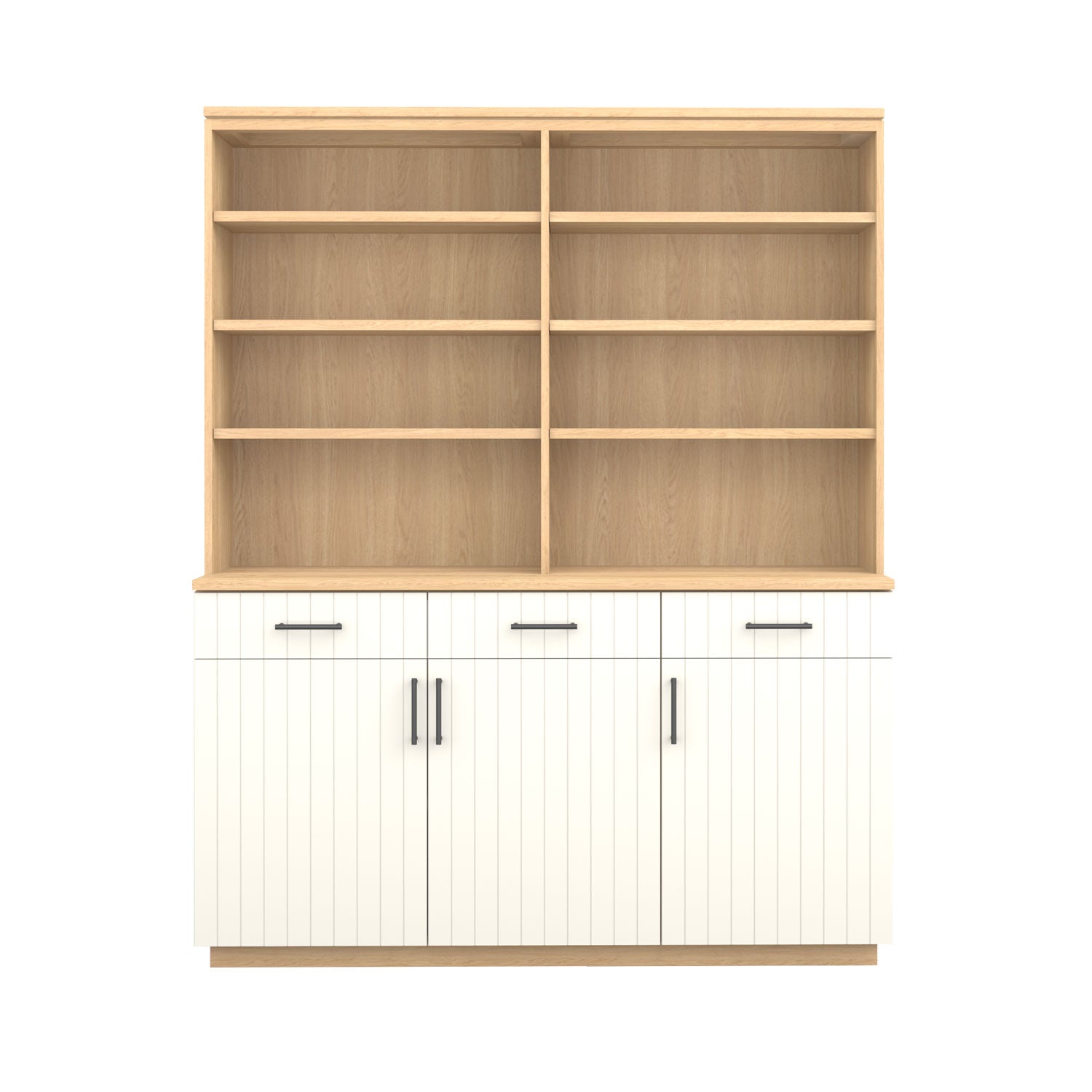 Booker 3 Door Buffet Bookcase 160 - Oak/White / Oak Veneer