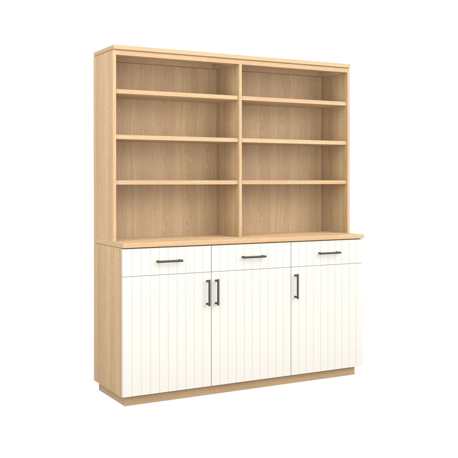 Booker 3 Door Buffet Bookcase 160 - Oak/White / Oak Veneer