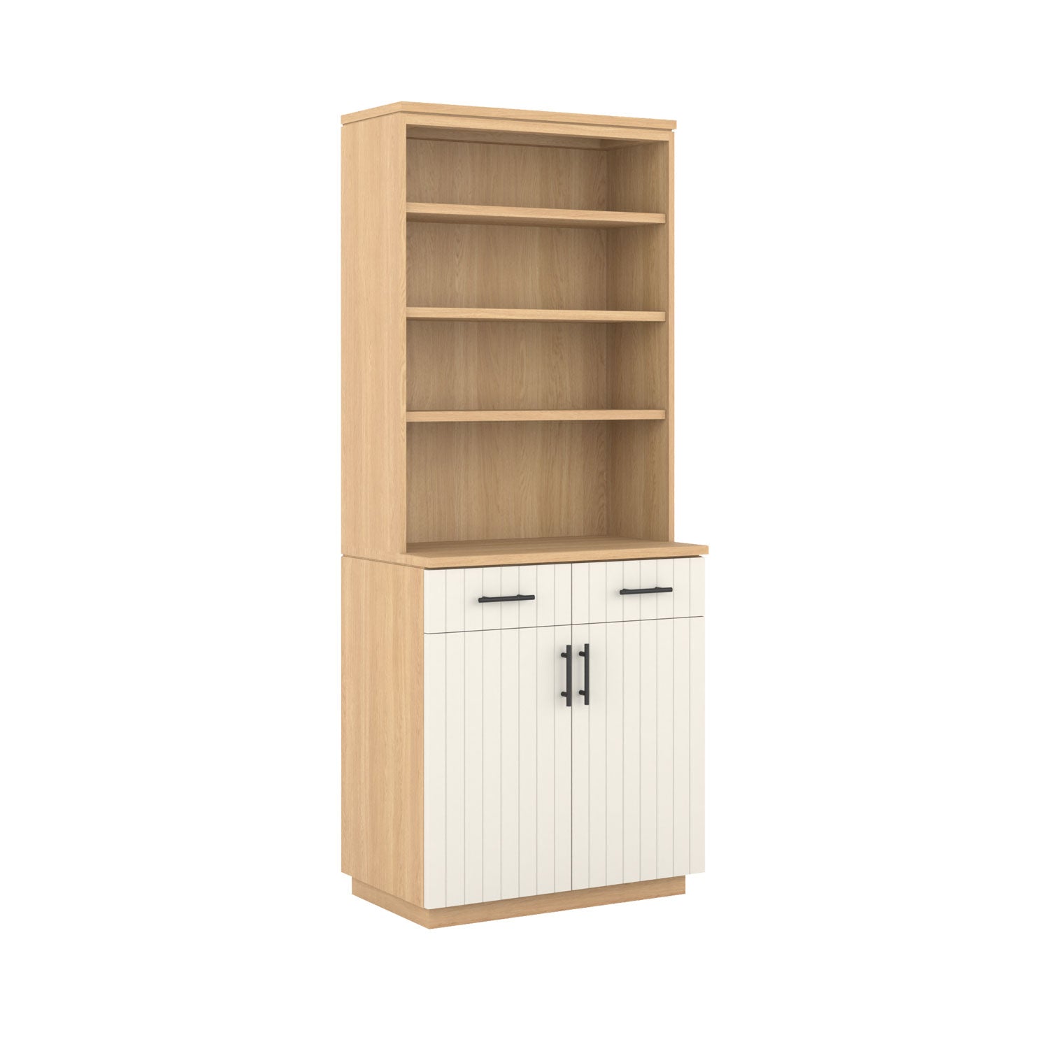 Booker 2 Door Buffet Bookcase 80 - Oak/White / Oak Veneer