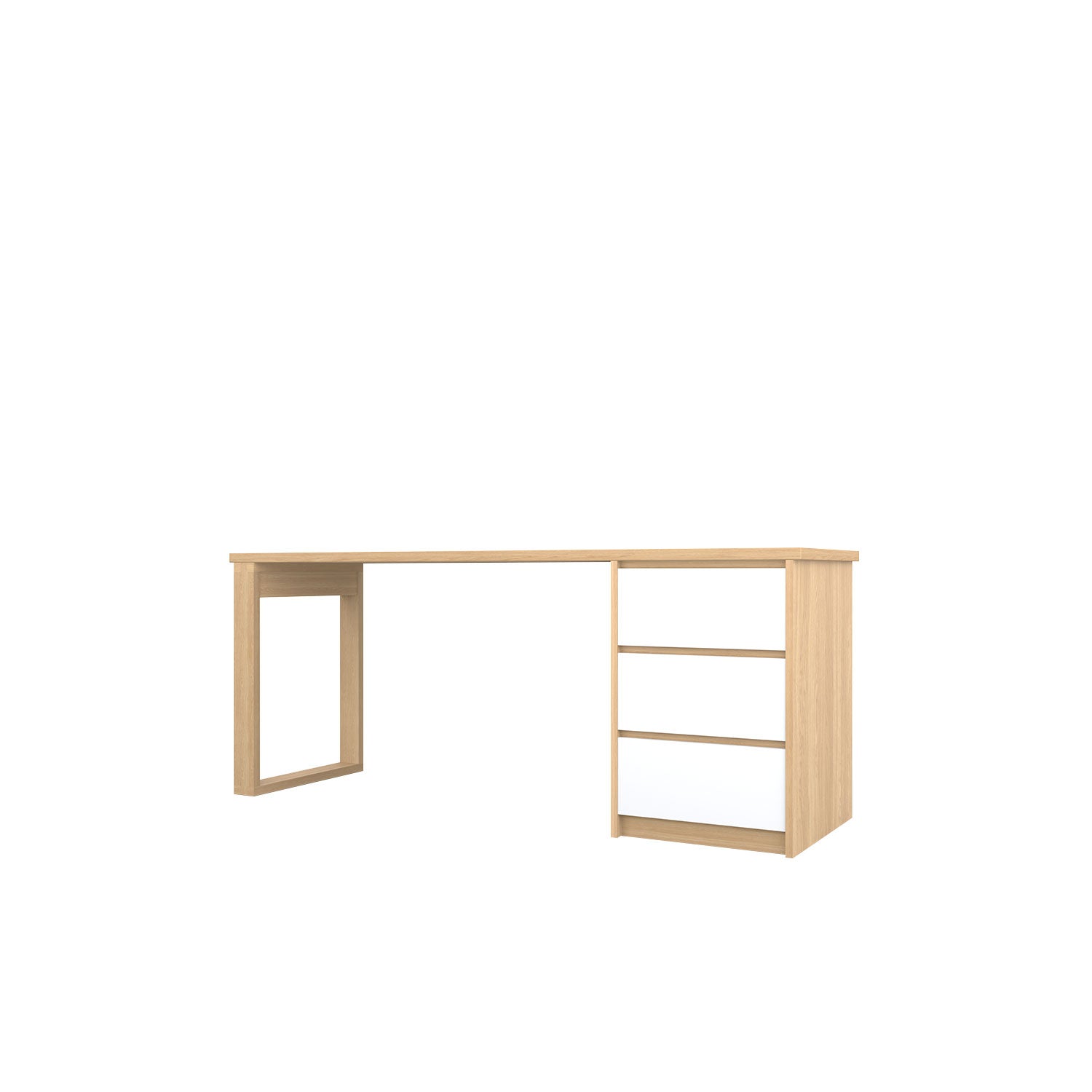 Kara 3 Drawer Desk - L180 / Oak/White