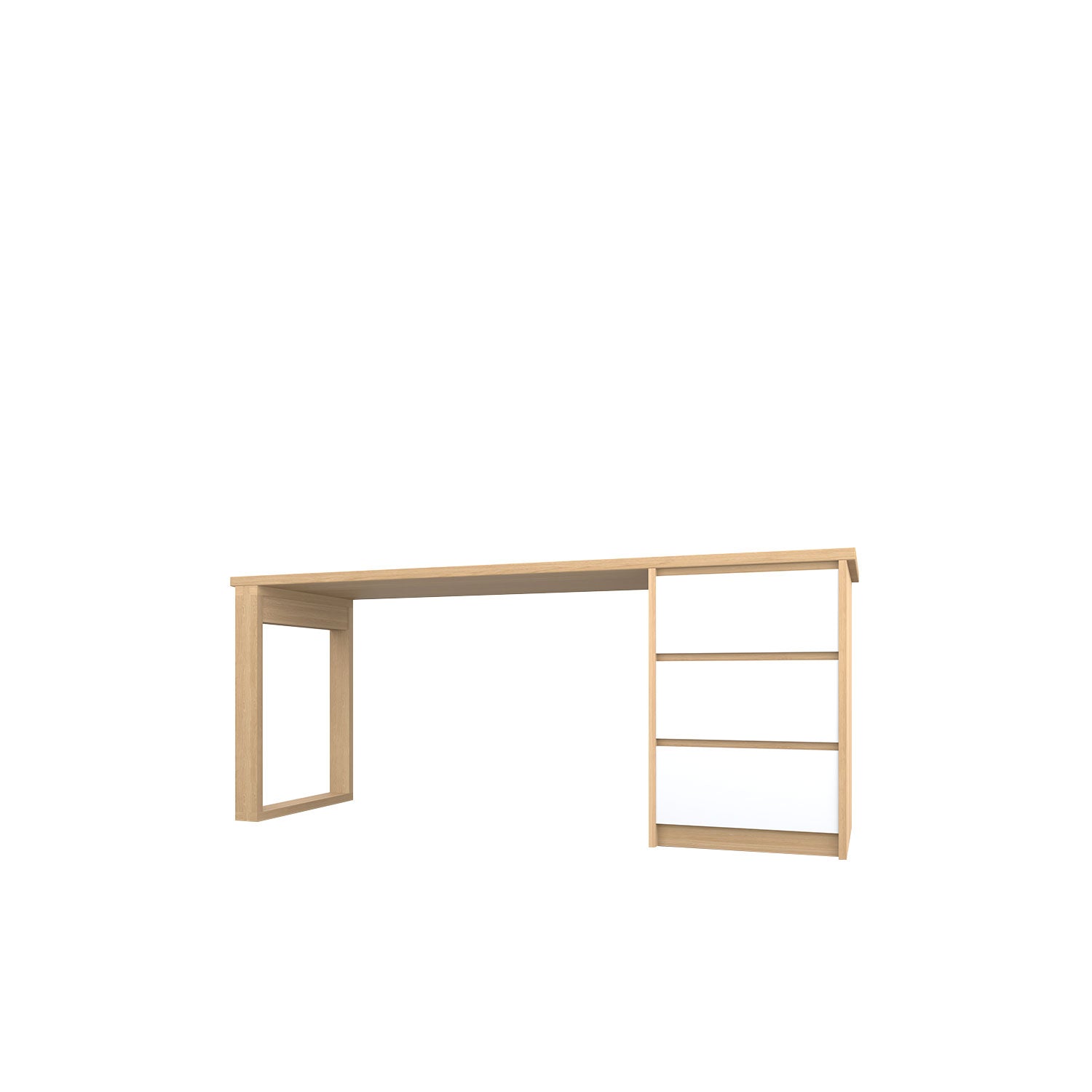 Kara 3 Drawer Desk - L180 / Oak/White