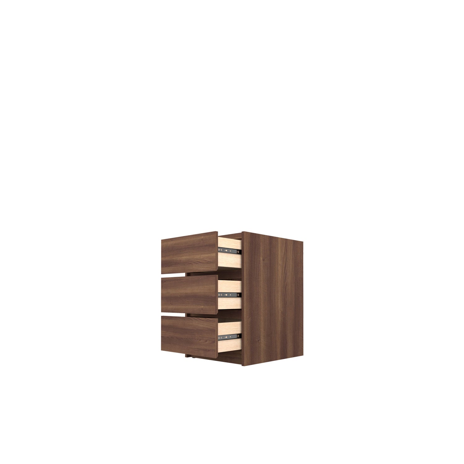 Kara 3 Drawer Desk Base - Walnut/Walnut