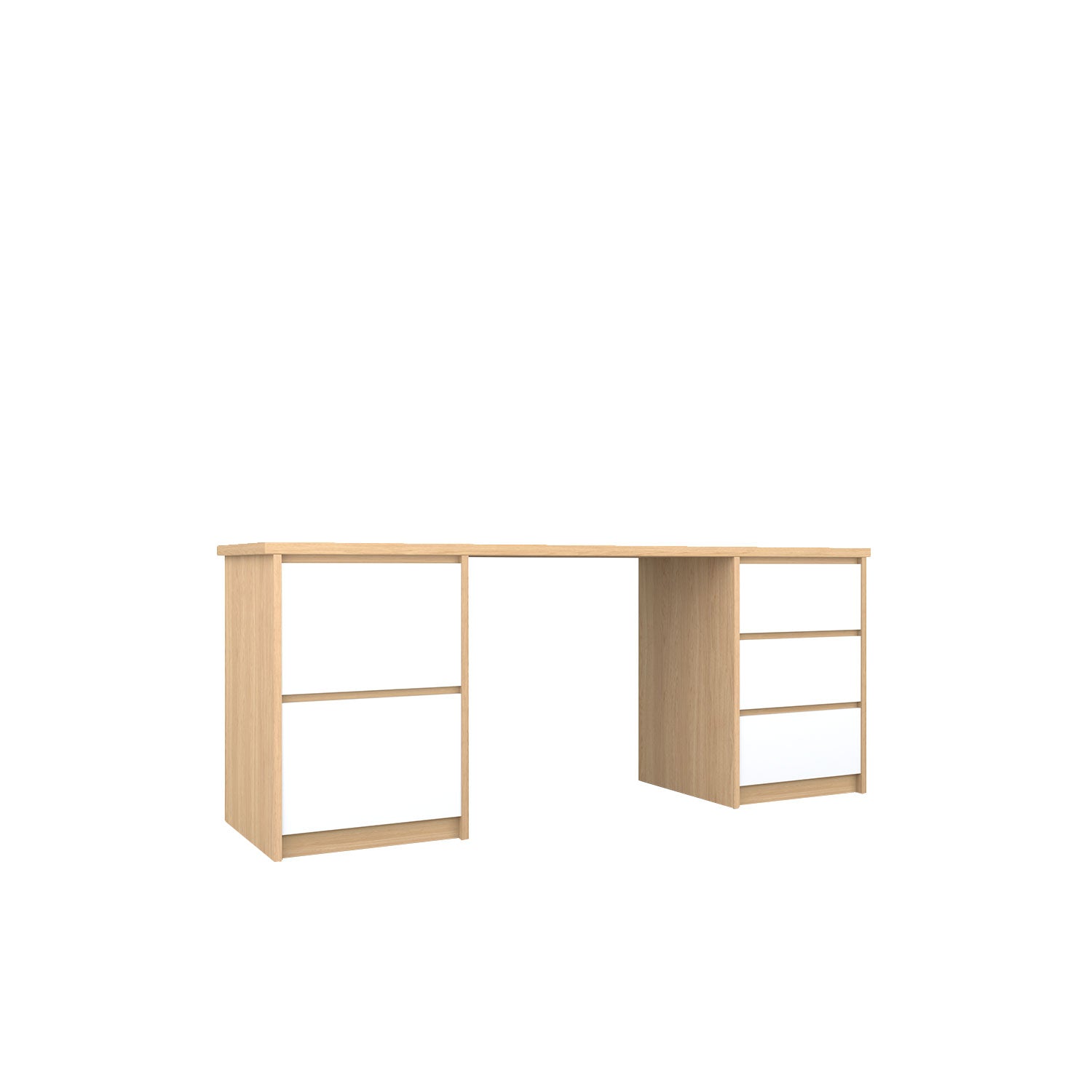 Kara Storage and Filing Desk - L180 / Oak/White