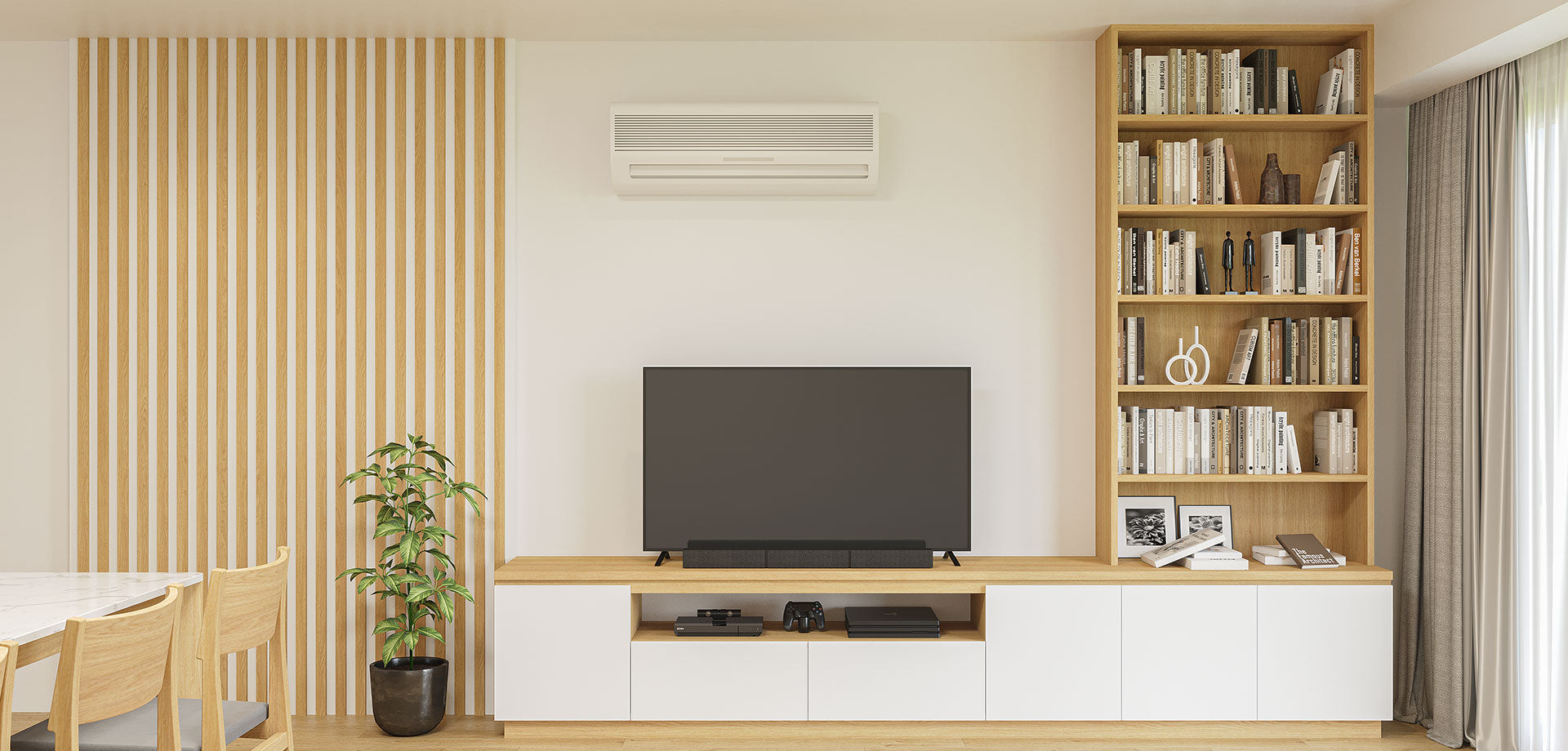 Modern Elegance: Integrated TV and Bookshelf Unit