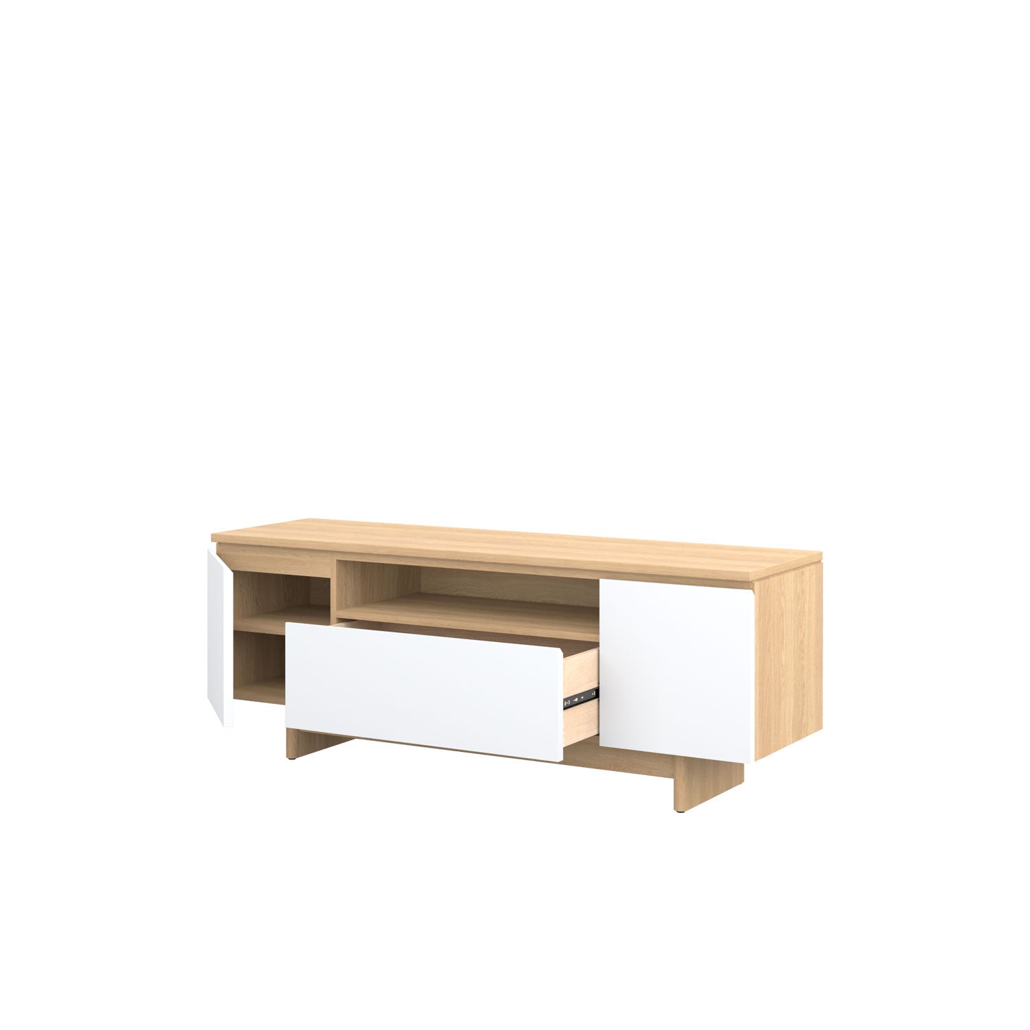 Moxie TV Unit 160 Oak - Oak/White / Solid Oak