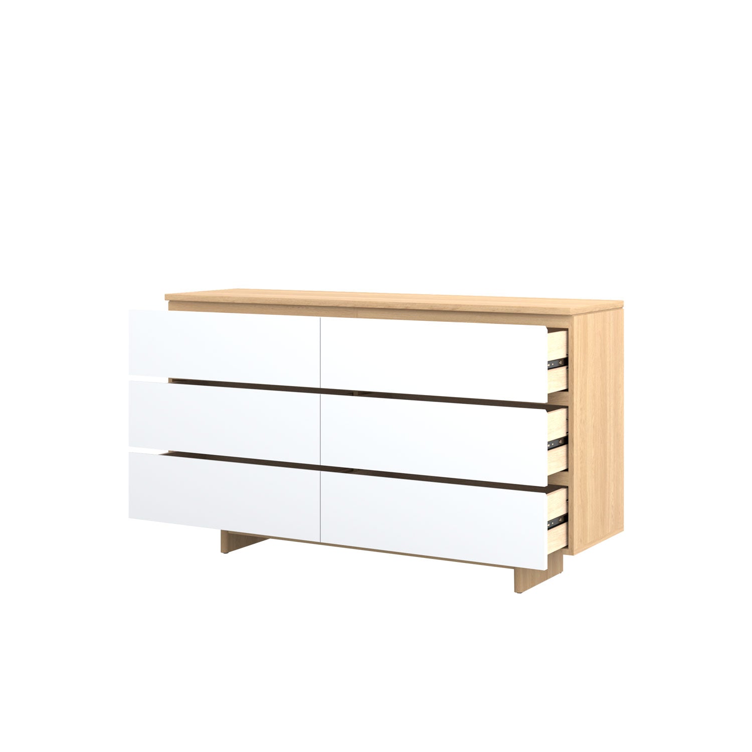 Moxie 6 Drawer Dresser 160 Oak - Oak/White / Solid Oak