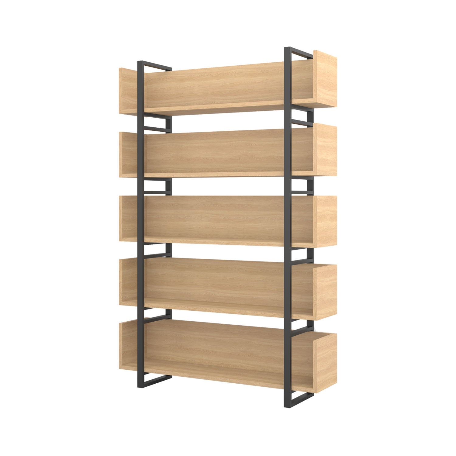 Nhi Bookcase Oak - Black / W140cm