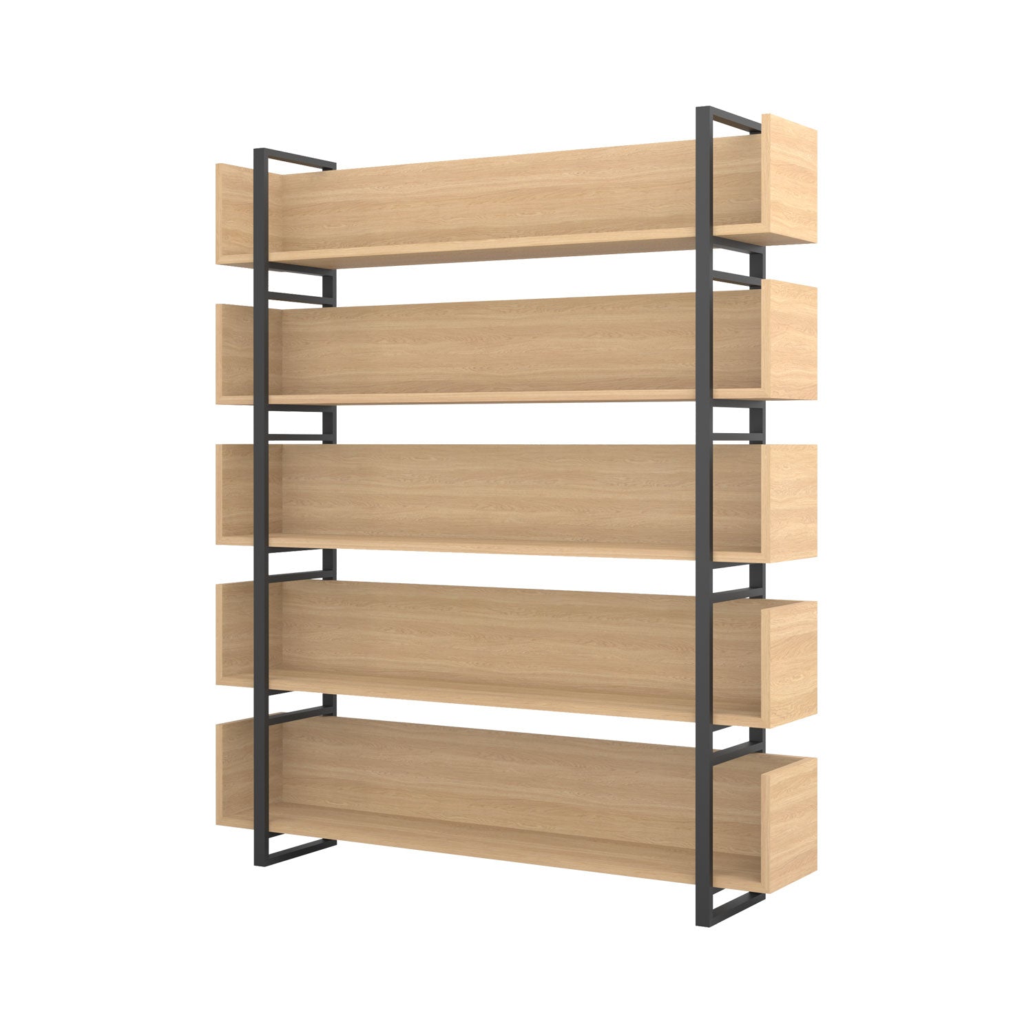 Nhi Bookcase Oak - Black / W210cm