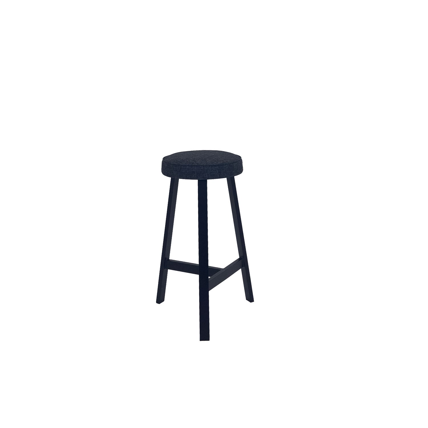 Oto Alu Bar Stool Black - Upholstered Seat - Karl Dark Grey
