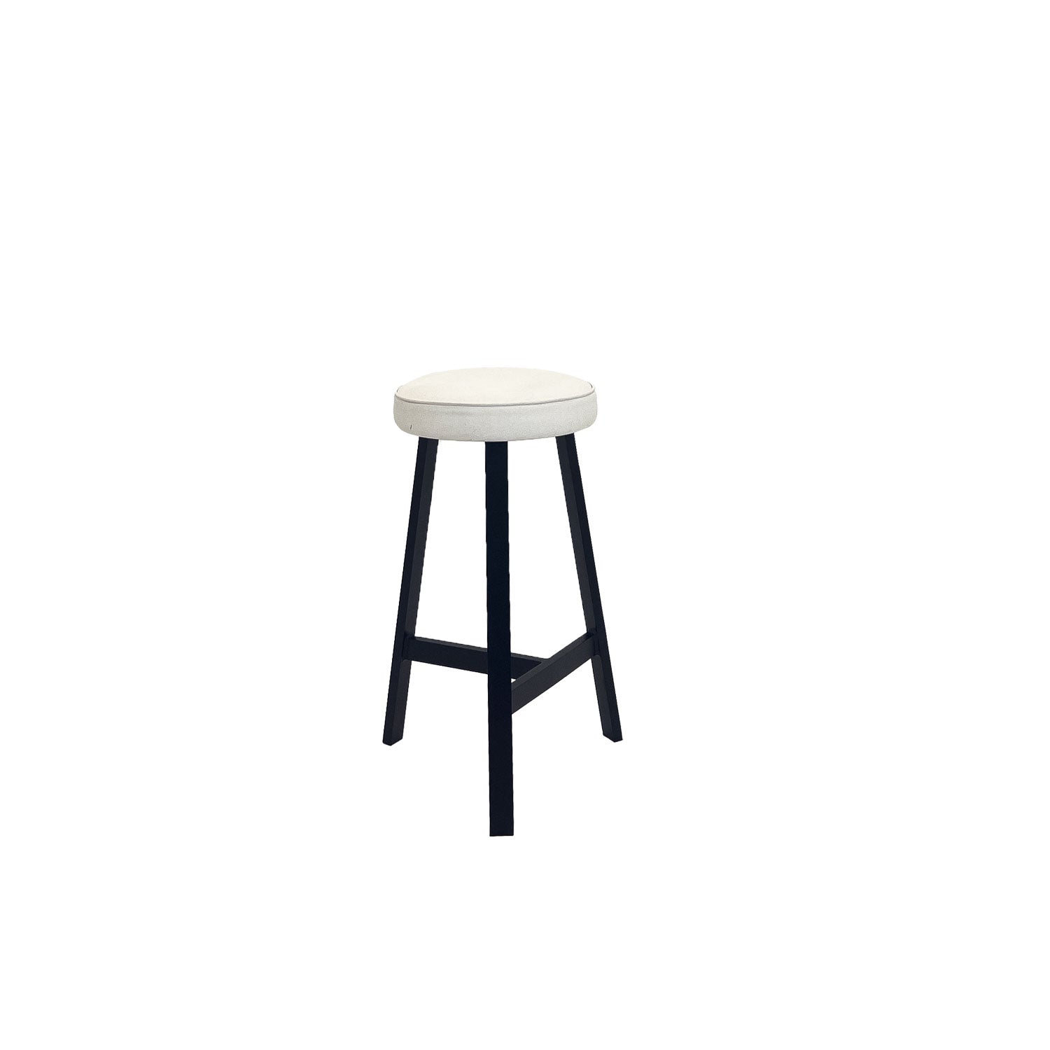Oto Alu Bar Stool Black - Upholstered Seat - Faux Leather White