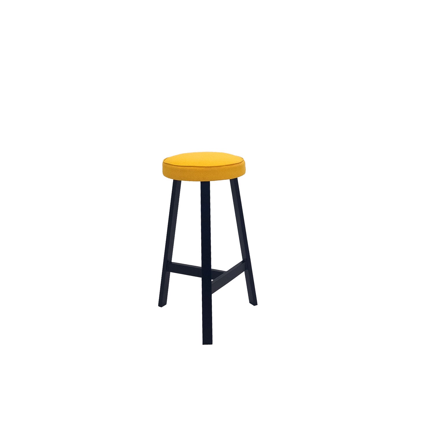 Oto Alu Bar Stool Black - Upholstered Seat - Leon 060