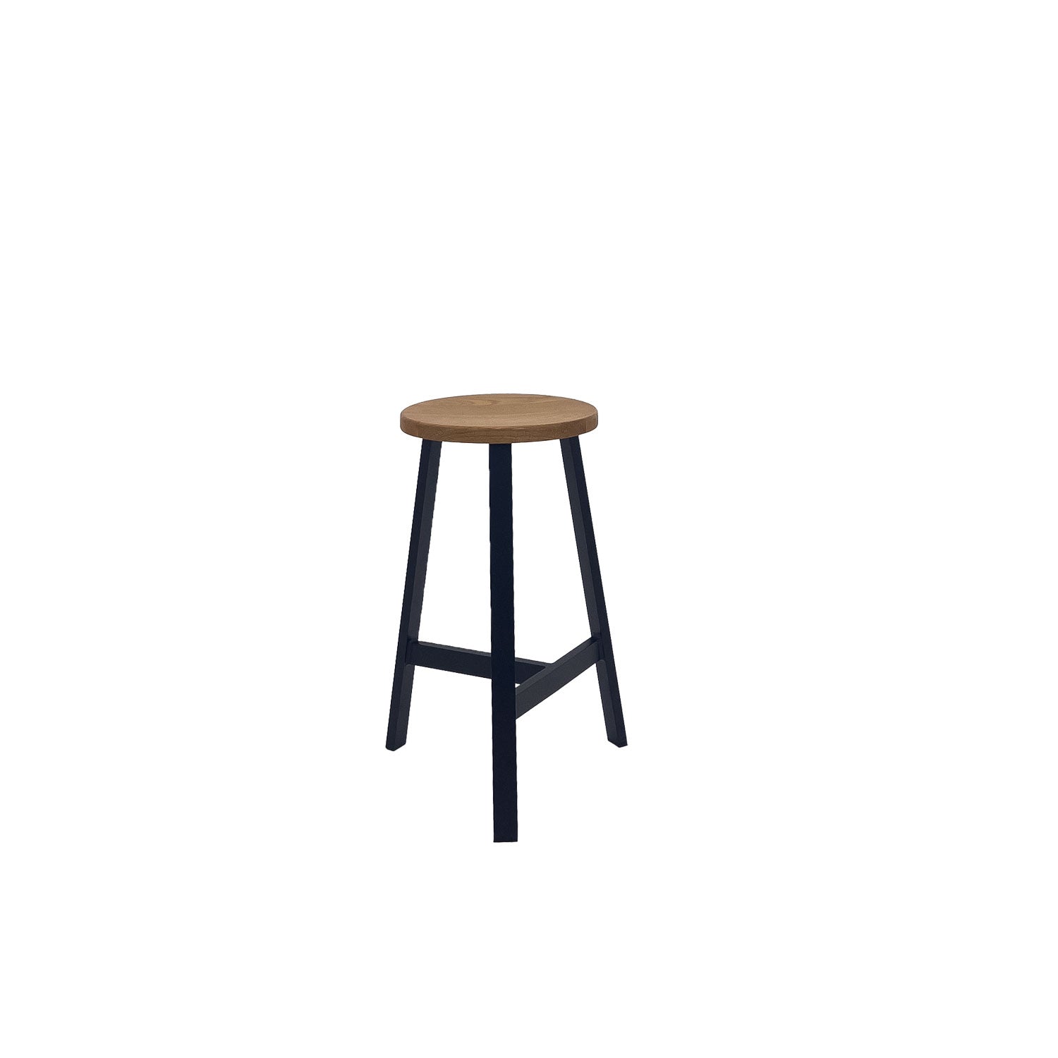 Oto Alu Bar Stool Black - Timber Seat - Oak