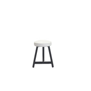 Oto Alu Dining Stool - Upholstered Seat - Black / Faux Leather White