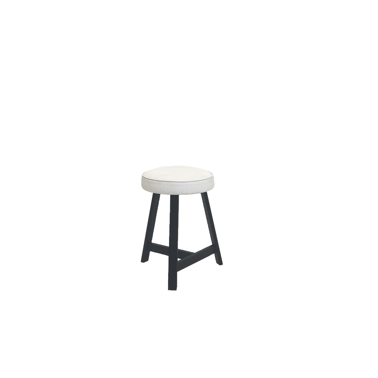 Oto Alu Dining Stool - Upholstered Seat - Black / Faux Leather White