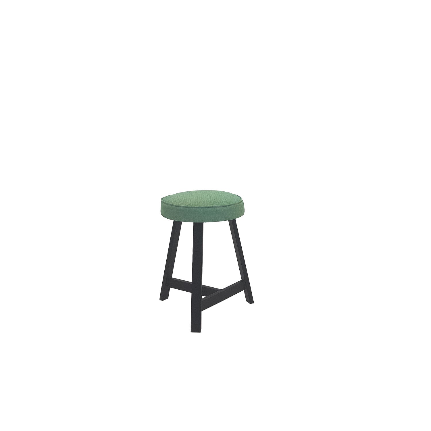 Oto Alu Dining Stool - Upholstered Seat - Black / Haari 220
