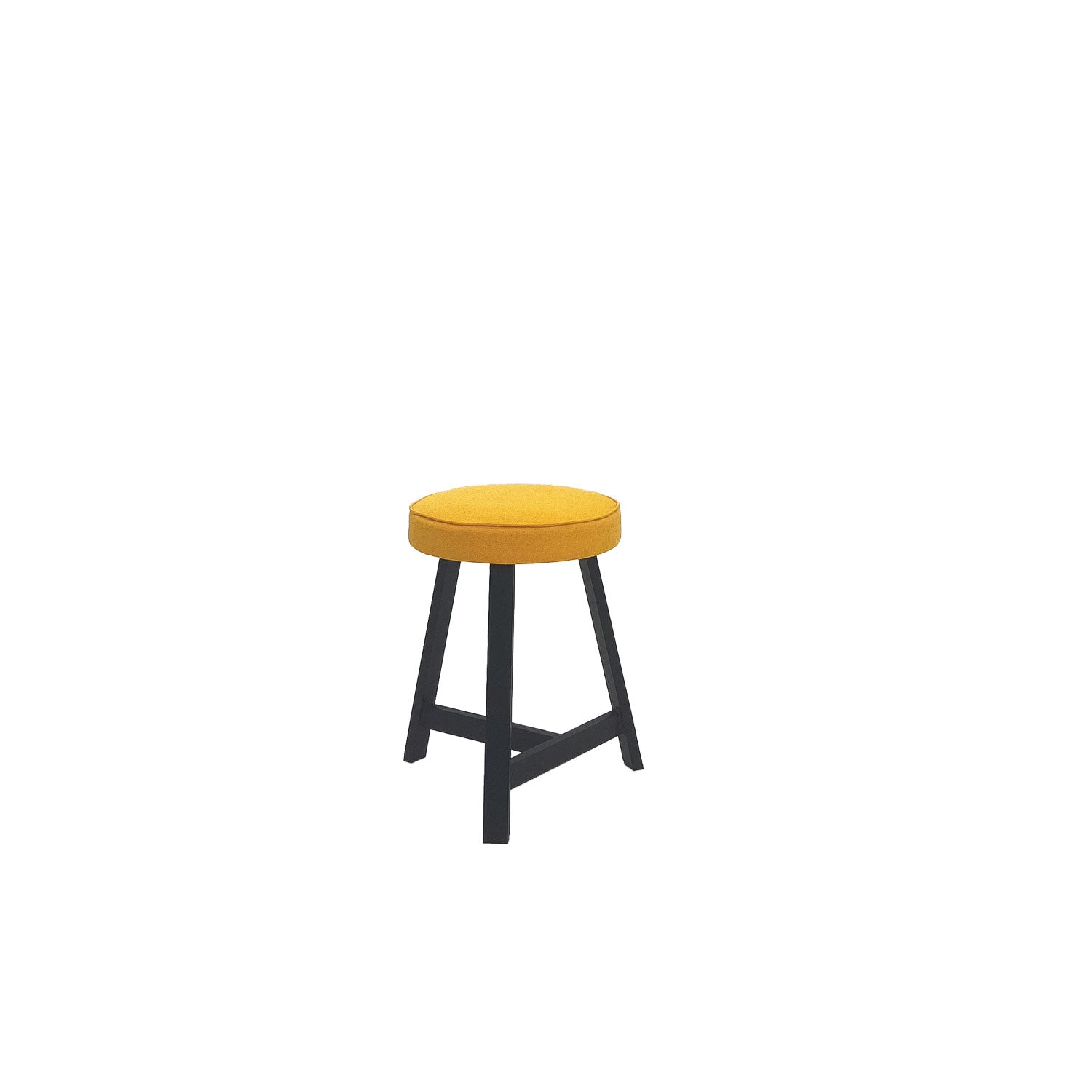 Oto Alu Dining Stool - Upholstered Seat - Black / Leon 060