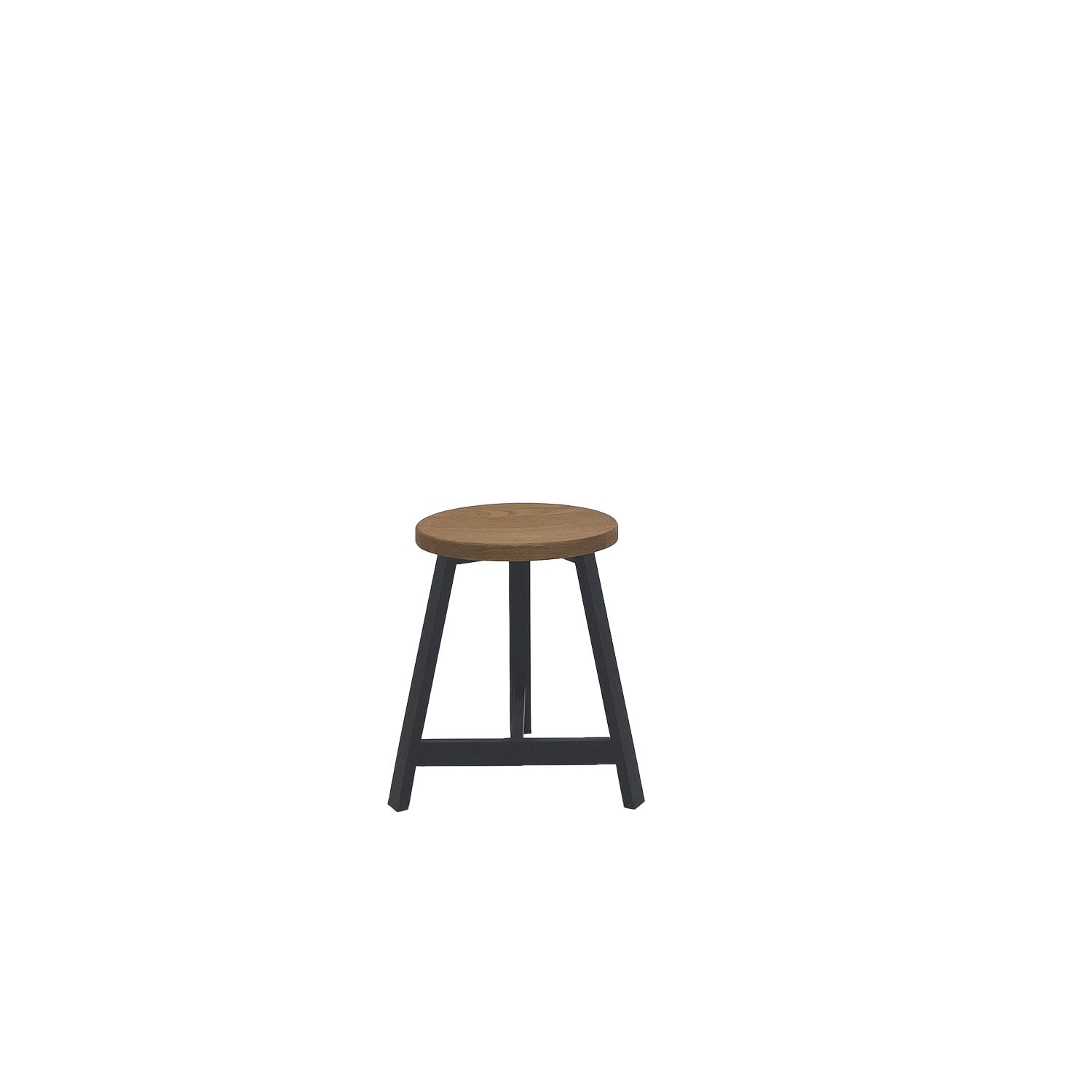 Oto Alu Dining Stool - Timber Seat - Black / Oak
